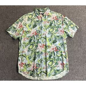 Ralph Lauren Mens XL Tropical Floral Short Sleeve Button Down Slim Fit Shirt